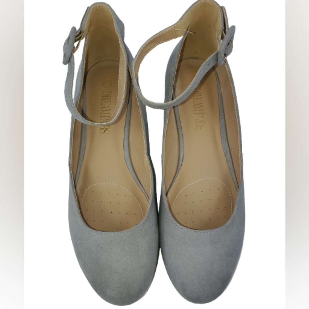 Dream Pairs Gray, Suede,Dress Flats with Ankle Strap